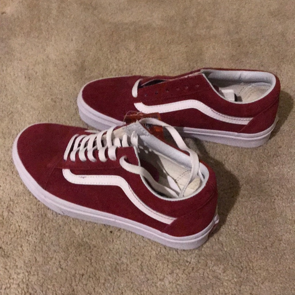 Red suede Vans